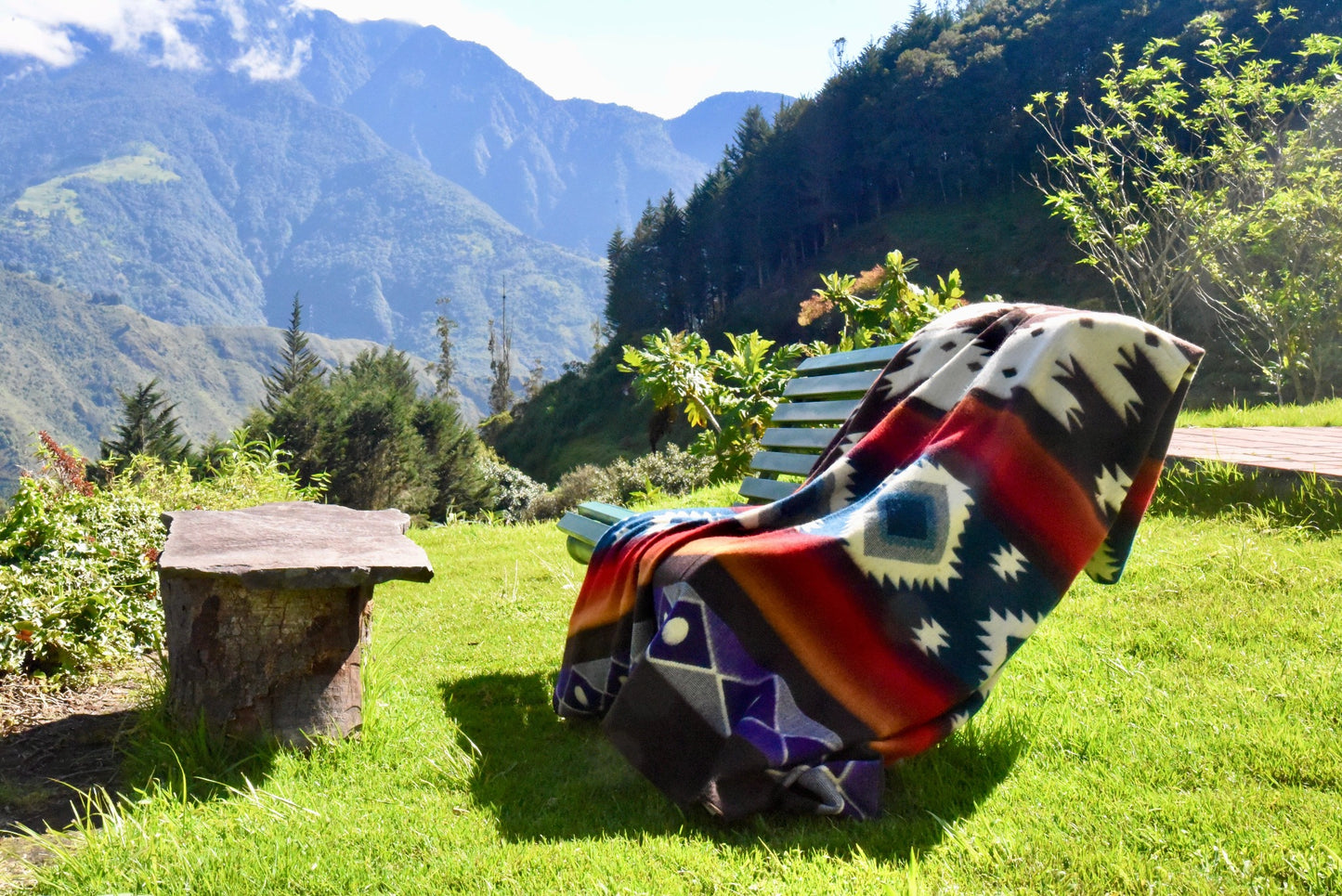 Aztec Patterned Baby Alpaca Blanket 230 cm x 195 cm Extra Large