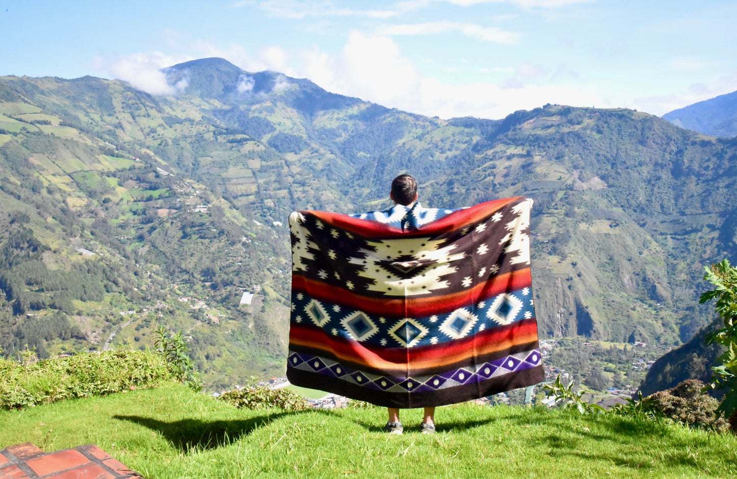 Aztec Patterned Baby Alpaca Blanket 230 cm x 195 cm Extra Large