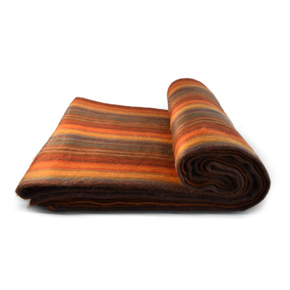 Autumn Sunset Orange Striped Baby Alpaca Wool Blanket Laipaca photo