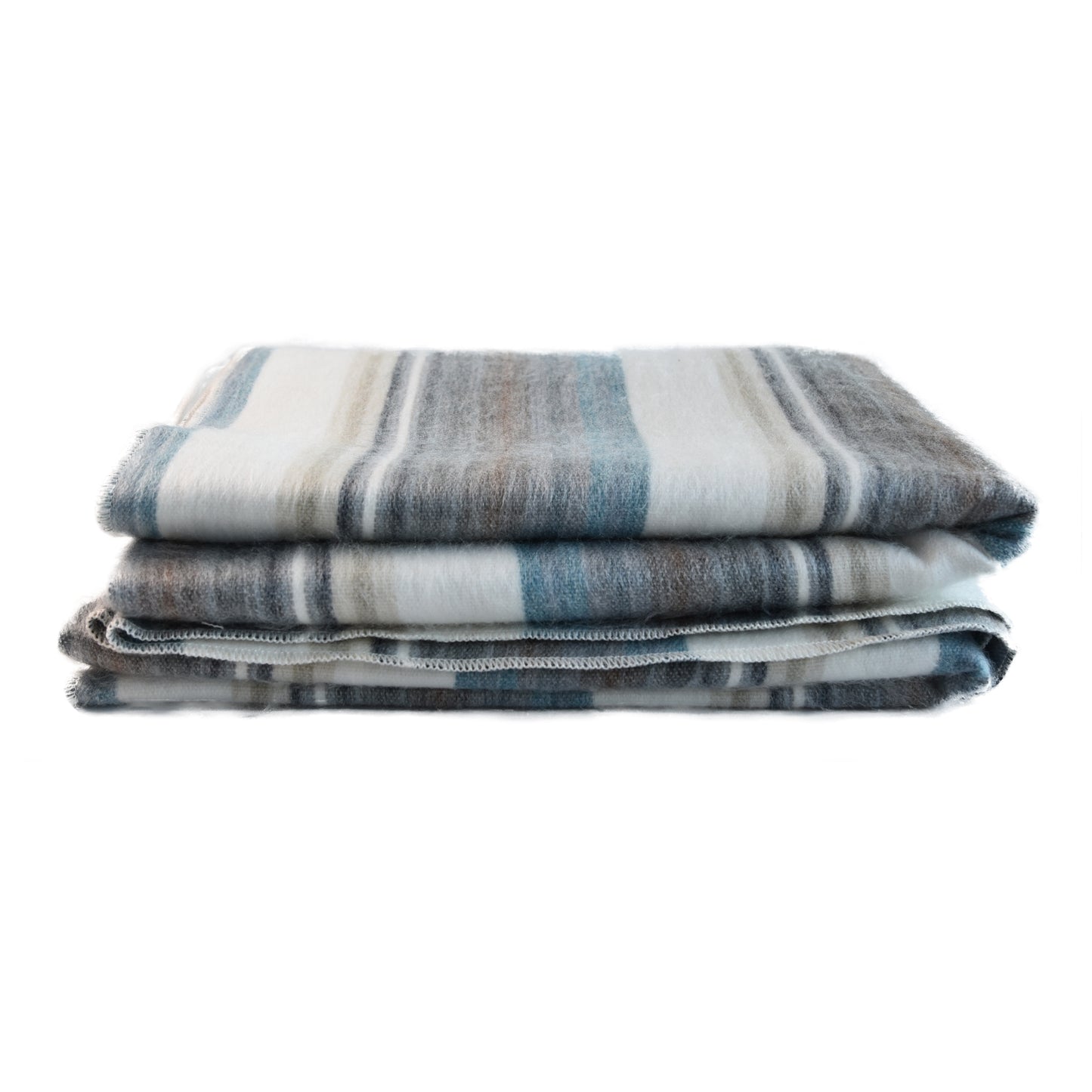 Foggy Coast Striped Alpaca Wool Blanket photo