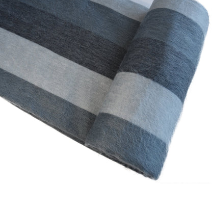 Steel Blue Striped Baby Alpaca Wool blanket foto 