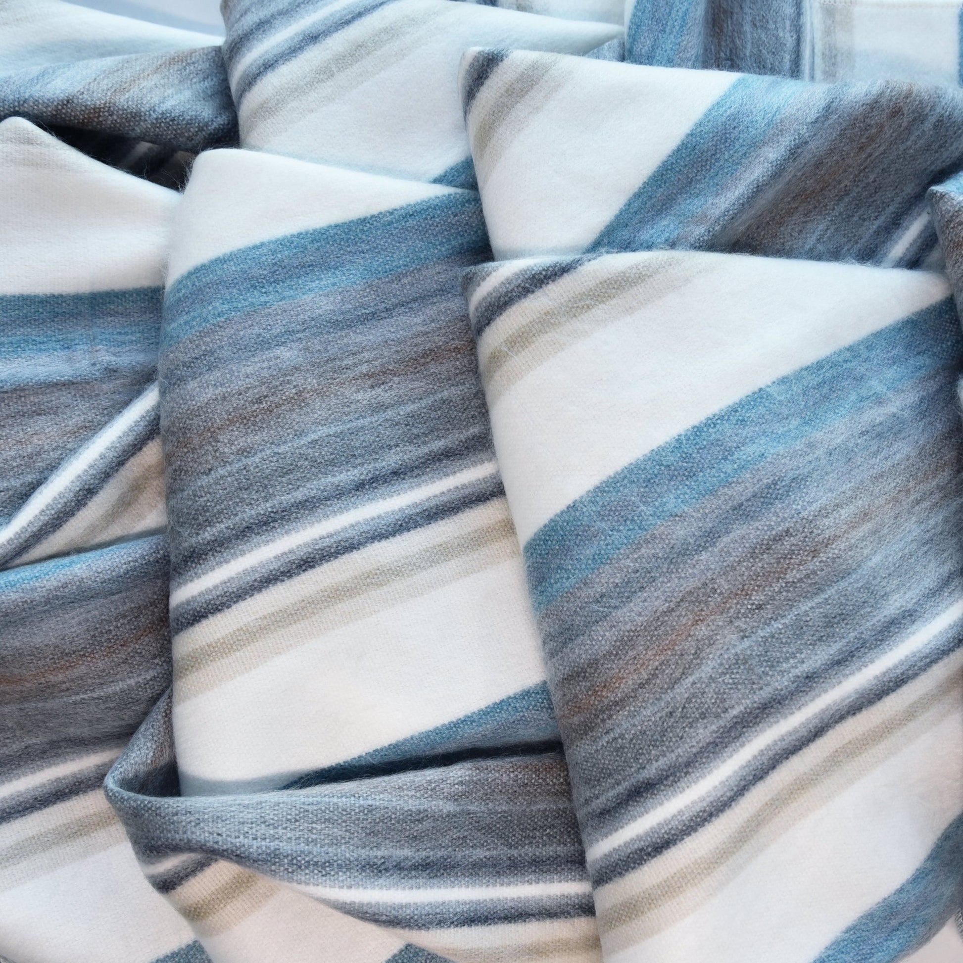 Foggy Coast Striped Alpaca Wool Blanket photo