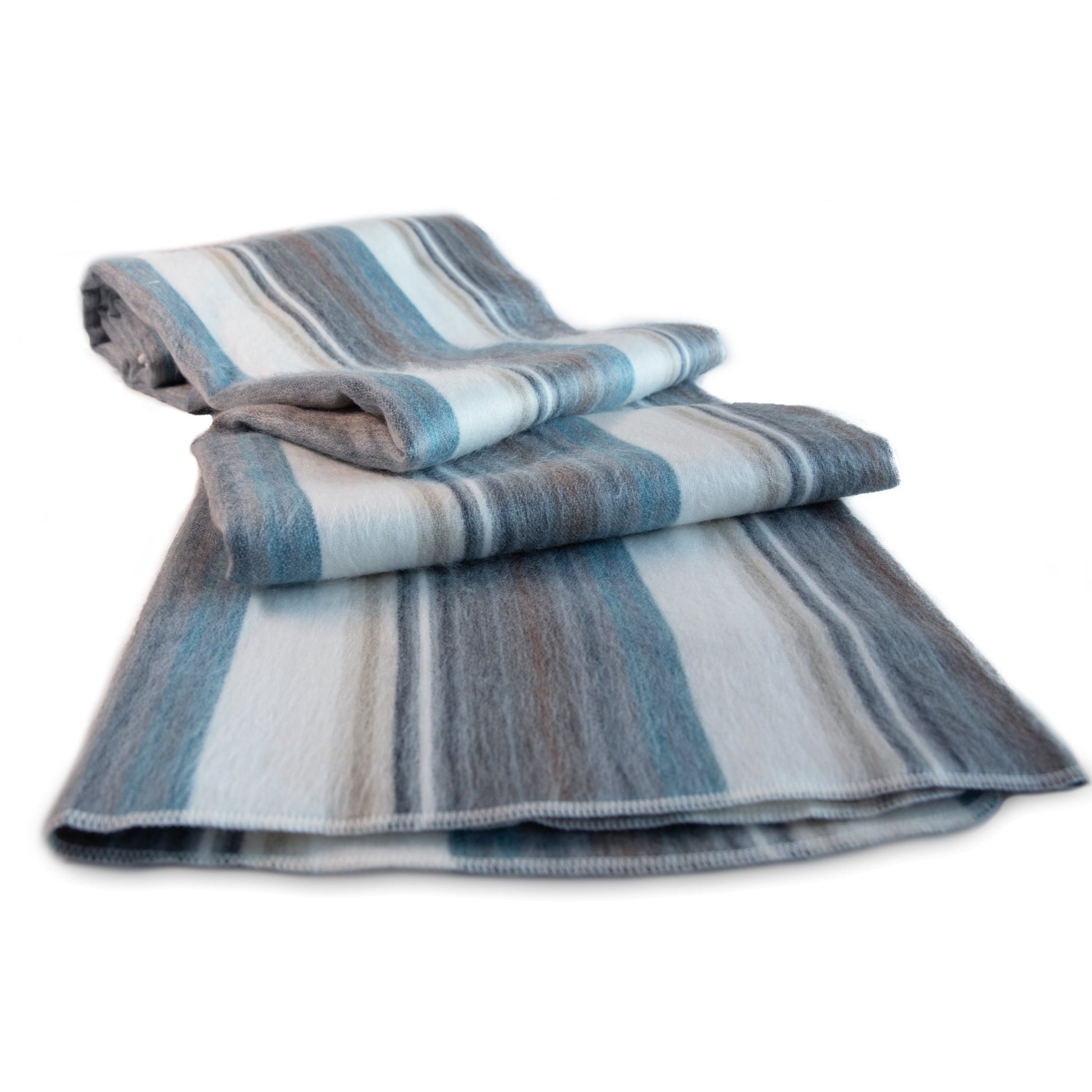 Foggy Coast Striped Alpaca Wool Blanket photo