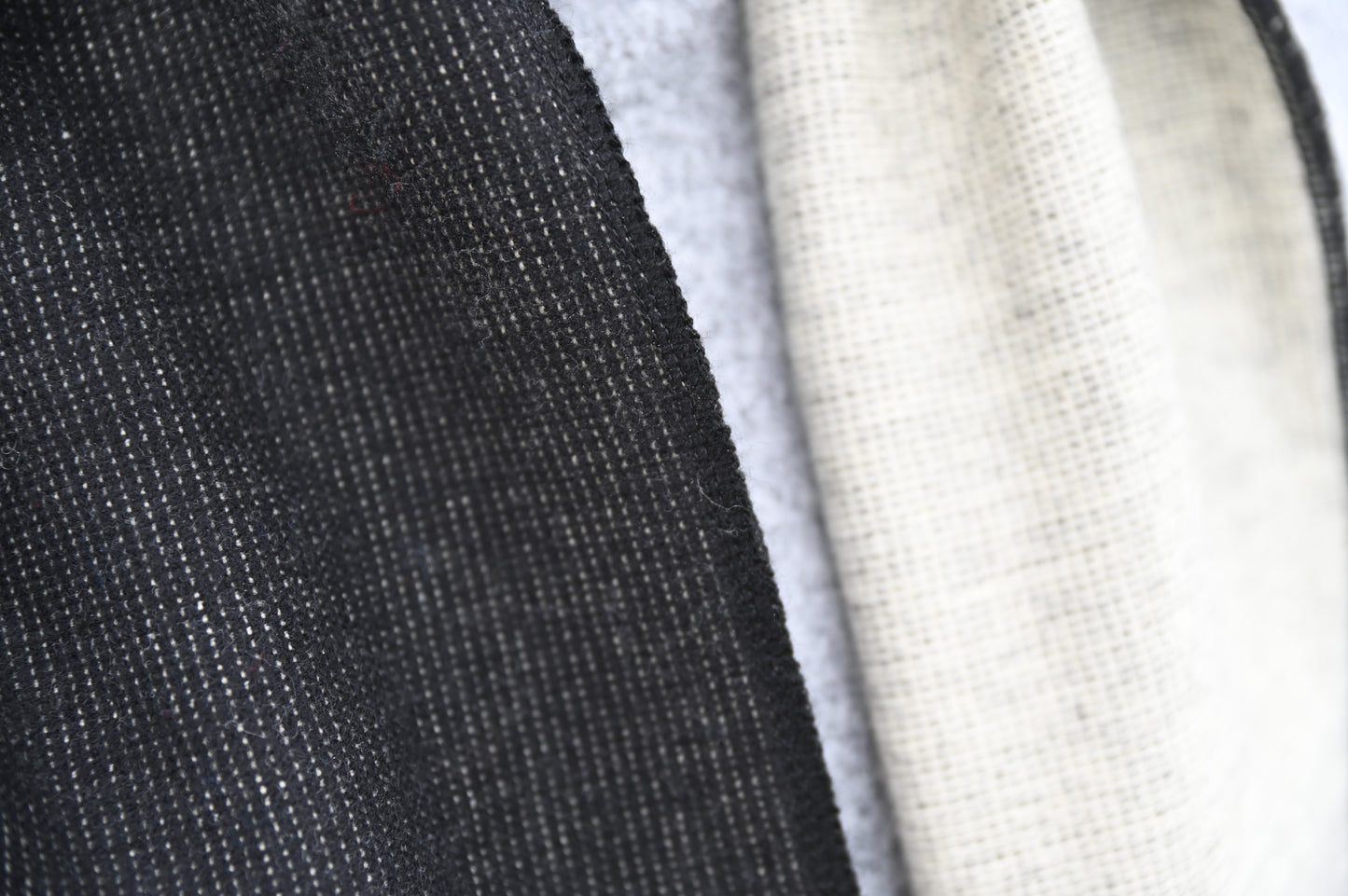 Close-up of black and white fabric swatches