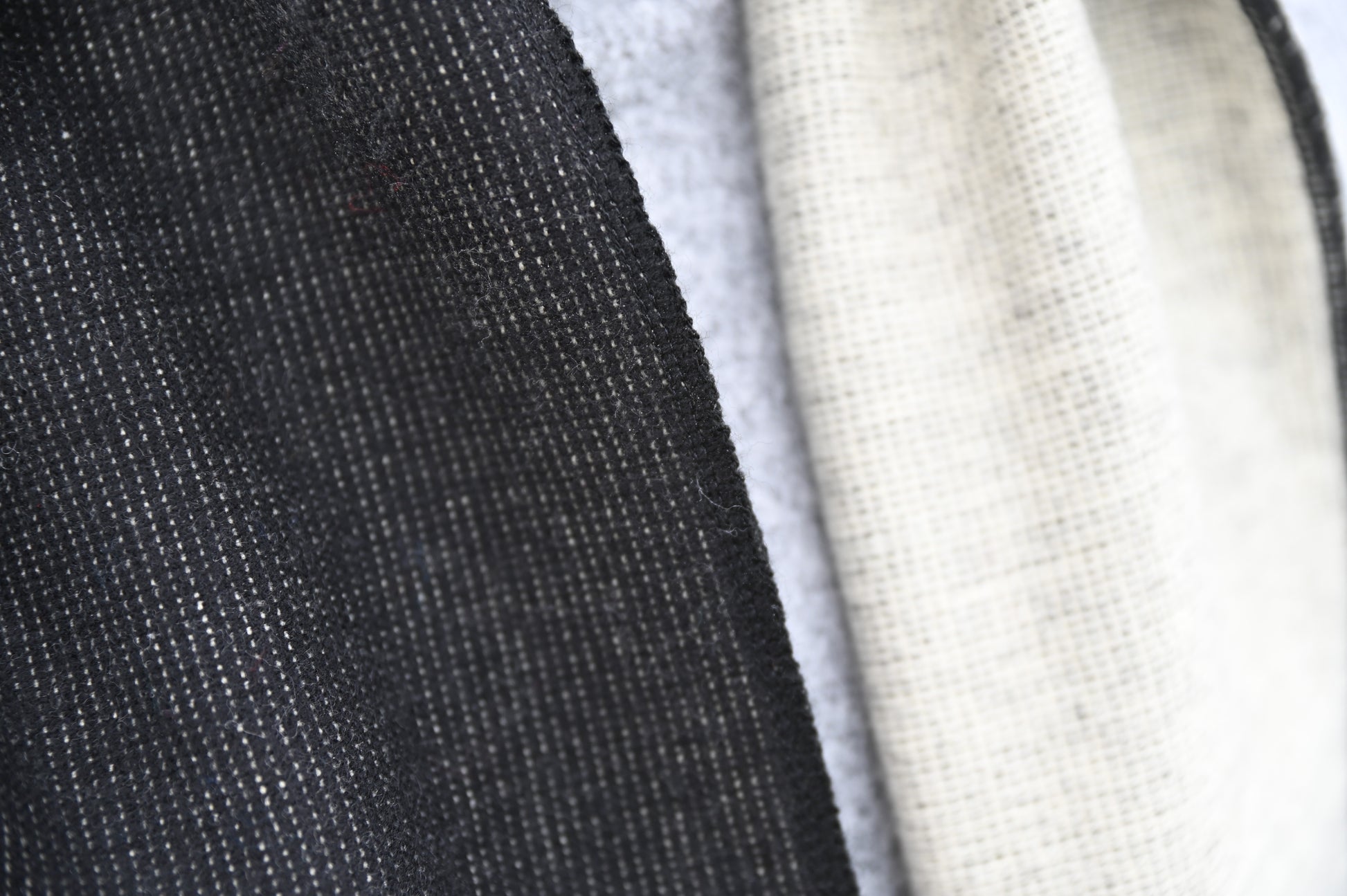 Close-up of black and white fabric swatches