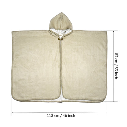 Creamy Beige Lightweight Alpaca Wool Hooded Poncho - Laipaca: Handcrafted Alpaca Finery