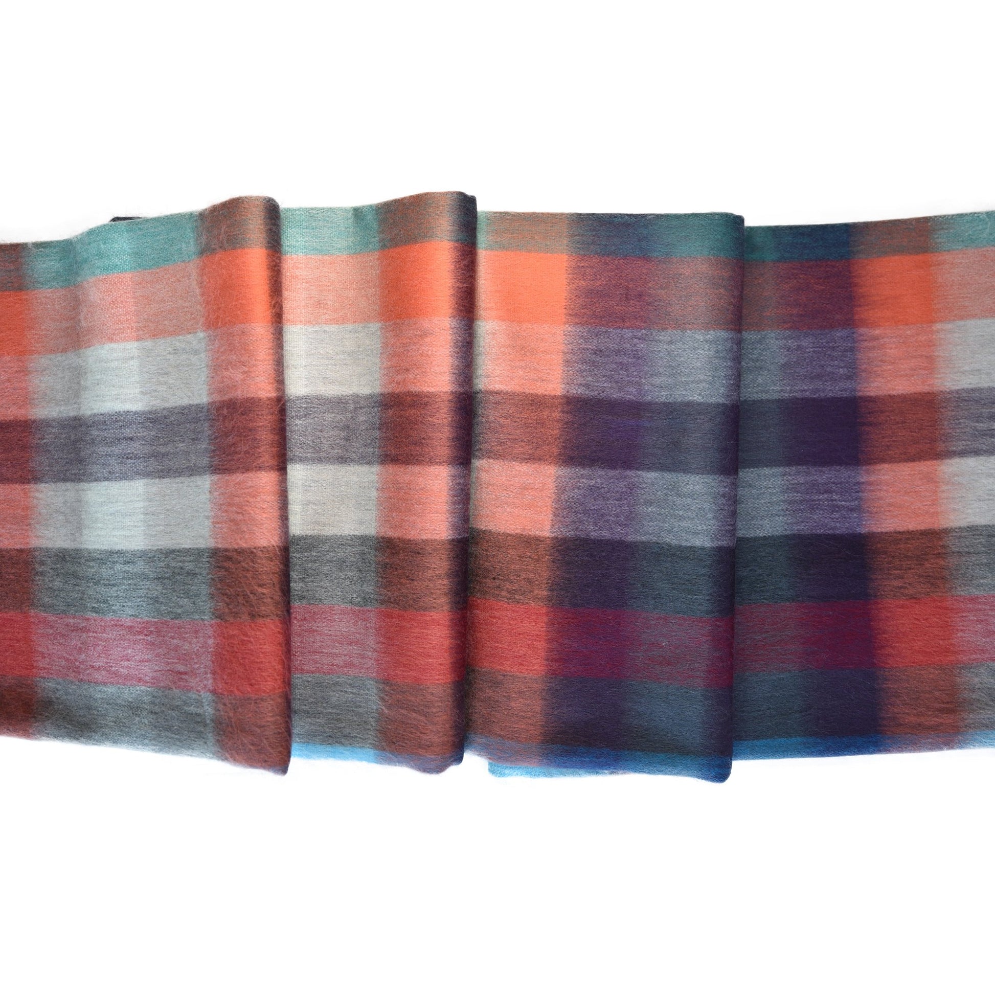 Color Harmony Plaid Alpaca Wool Blanket photo