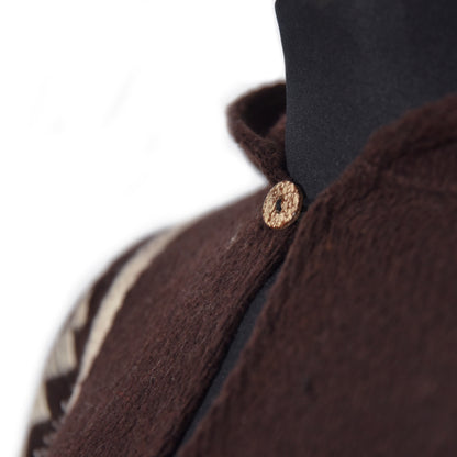 Dark Brown Llama Wool Unisex Poncho - Laipaca: Handcrafted Alpaca Finery