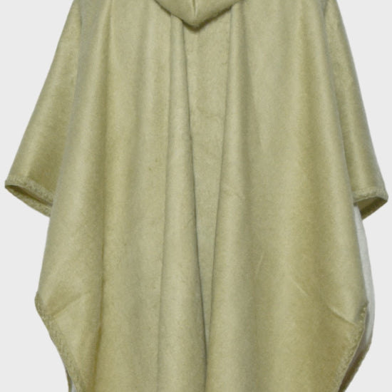 Creamy Beige Lightweight Alpaca Wool Hooded Poncho - Laipaca: Handcrafted Alpaca Finery