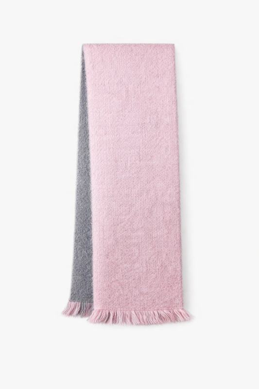 Blush Pink–Slate Grey Reversible Alpaca Scarf