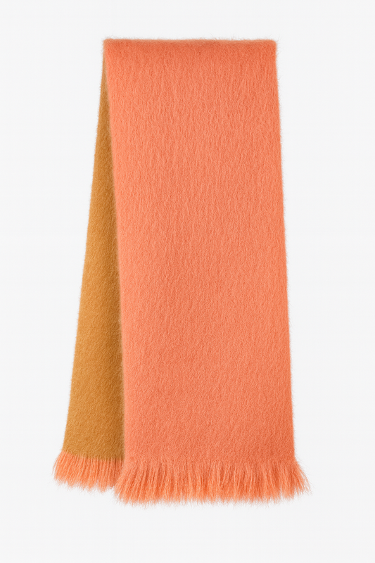Salmon–Golden Ochre Reversible Alpaca Scarf